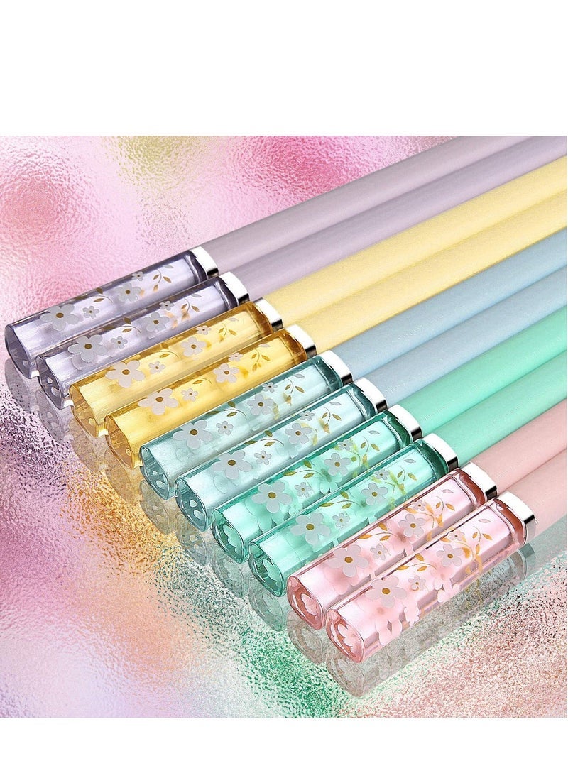 Reusable Chopsticks, 5 Pairs Chopsticks Fiberglass Chop Sticks Dishwasher Safe Reusable Non-Slip Chop Sticks 9.5 Inches Sakura Amber Japanese Chinese Style Colourful Chopstick Family Multipack
